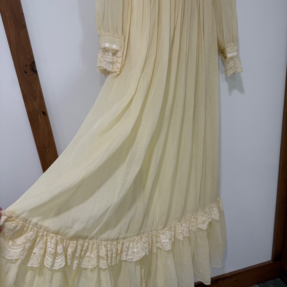 Vintage Gunne Sax Jessica Maxi Prairie Dress Lace Capelet Ivory Boho Size 13 - Picture 5 of 16